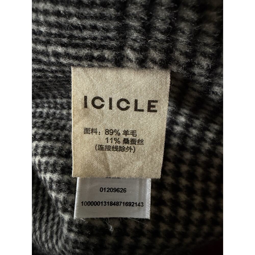 ICICLE Wool Silk Luxury Houndstooth Black and White Double Faced Coat $1530 Sz 4 - Picture 6 of 7